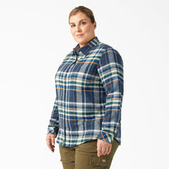 "Women's Plus Long Sleeve Plaid Flannel Shirt"