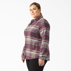 "Women's Plus Long Sleeve Plaid Flannel Shirt"