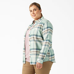 "Women's Plus Long Sleeve Plaid Flannel Shirt"