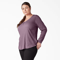 "Women's Plus Henley Long Sleeve Shirt"