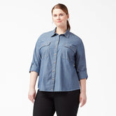 "Women's Plus Chambray Roll-Tab Work Shirt"