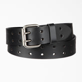 "Perforated Leather Double Prong Buckle Belt"