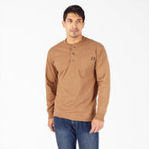 "Heavyweight Heathered Long Sleeve Henley T-Shirt"