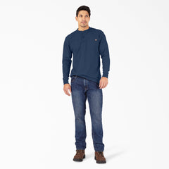 "Heavyweight Heathered Long Sleeve Henley T-Shirt"