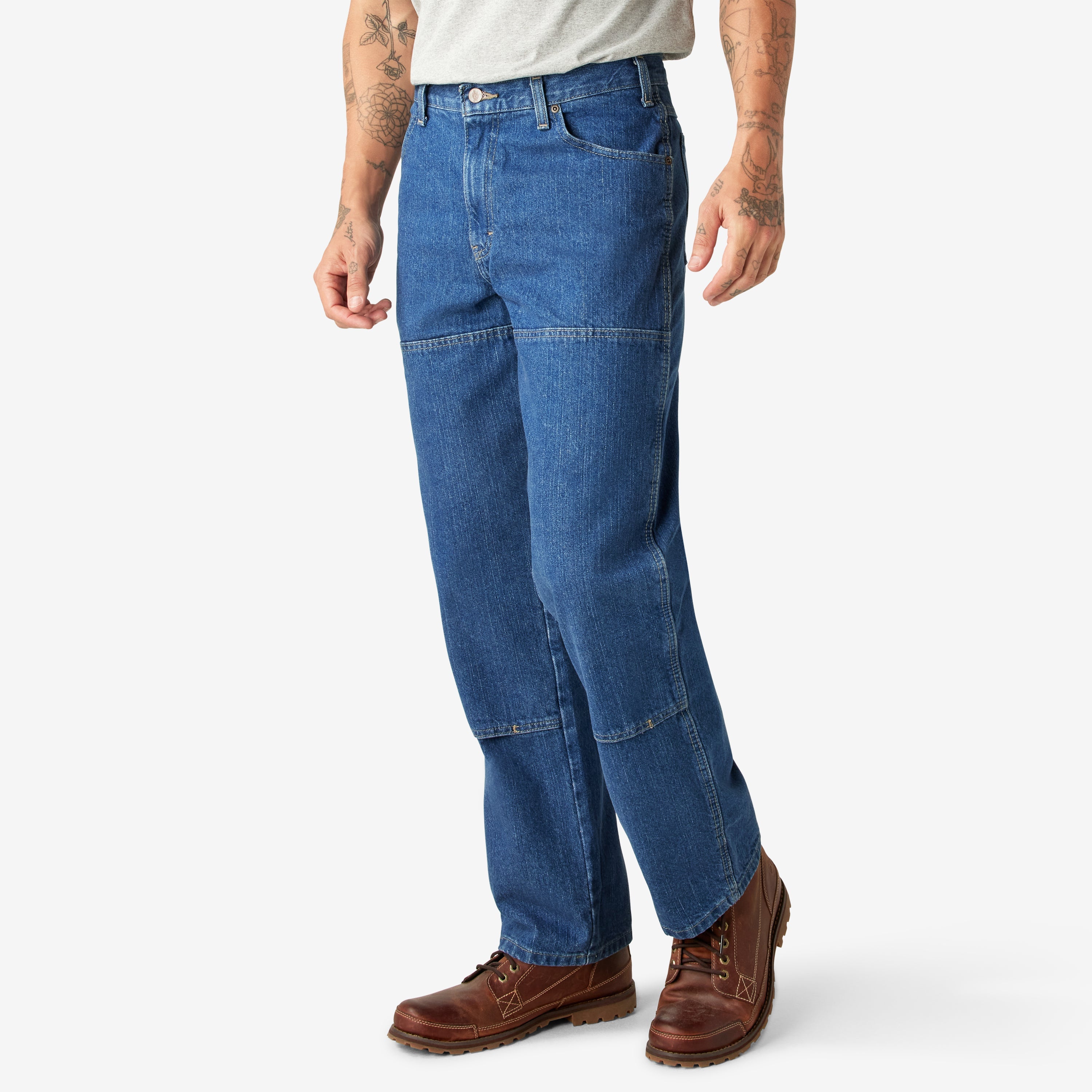 "Relaxed Fit Double Knee Jeans"