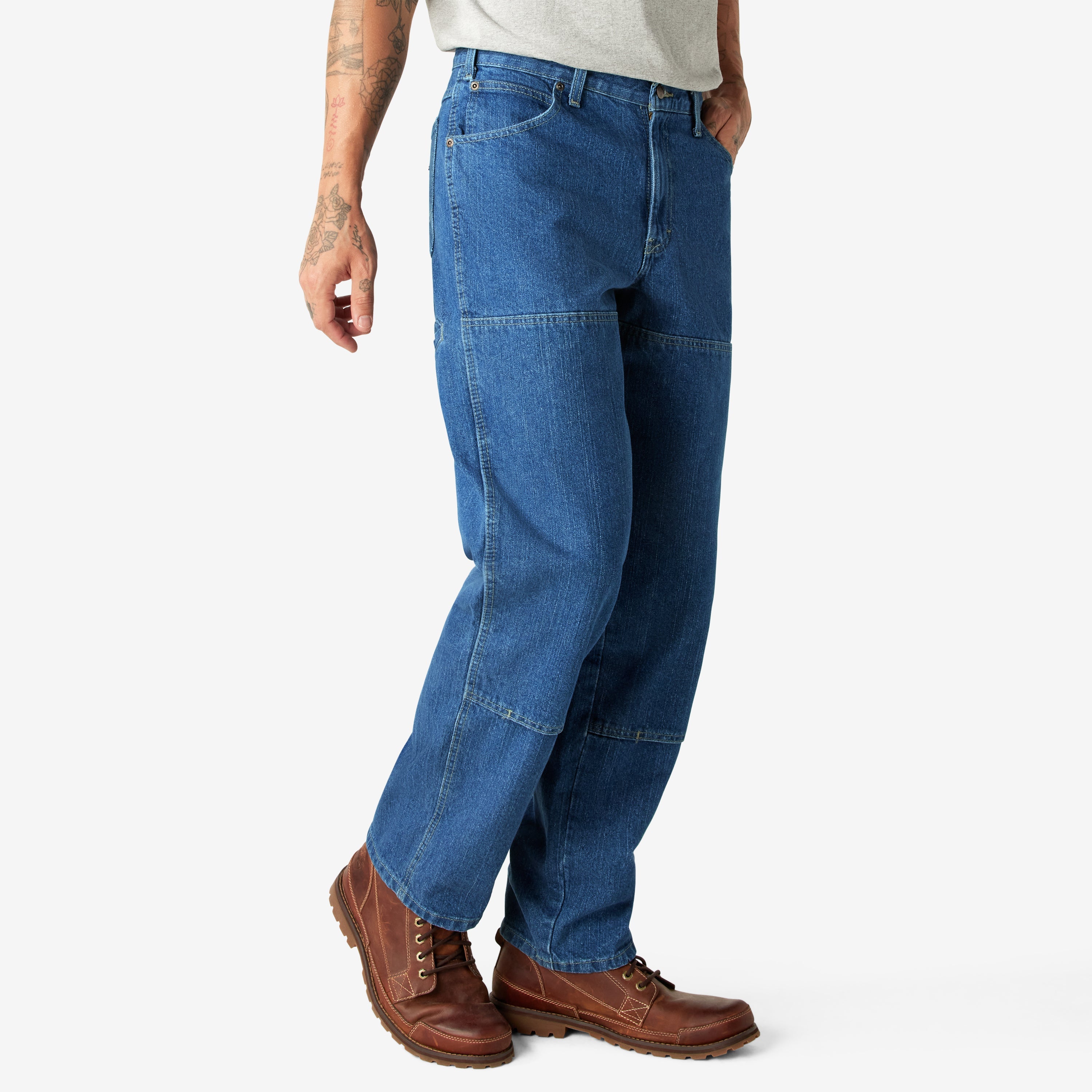 "Relaxed Fit Double Knee Jeans"