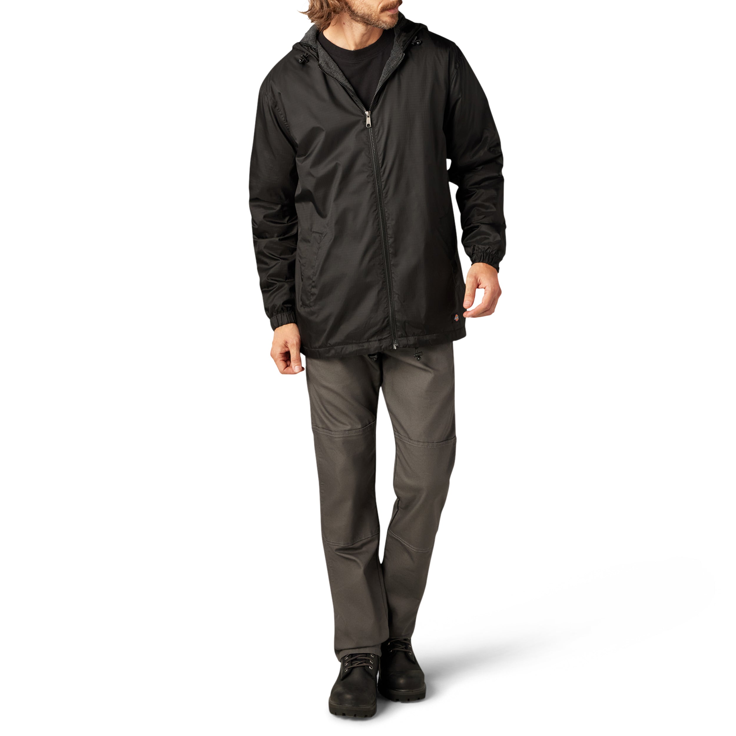 "Fleece Lined Nylon Hooded Jacket"