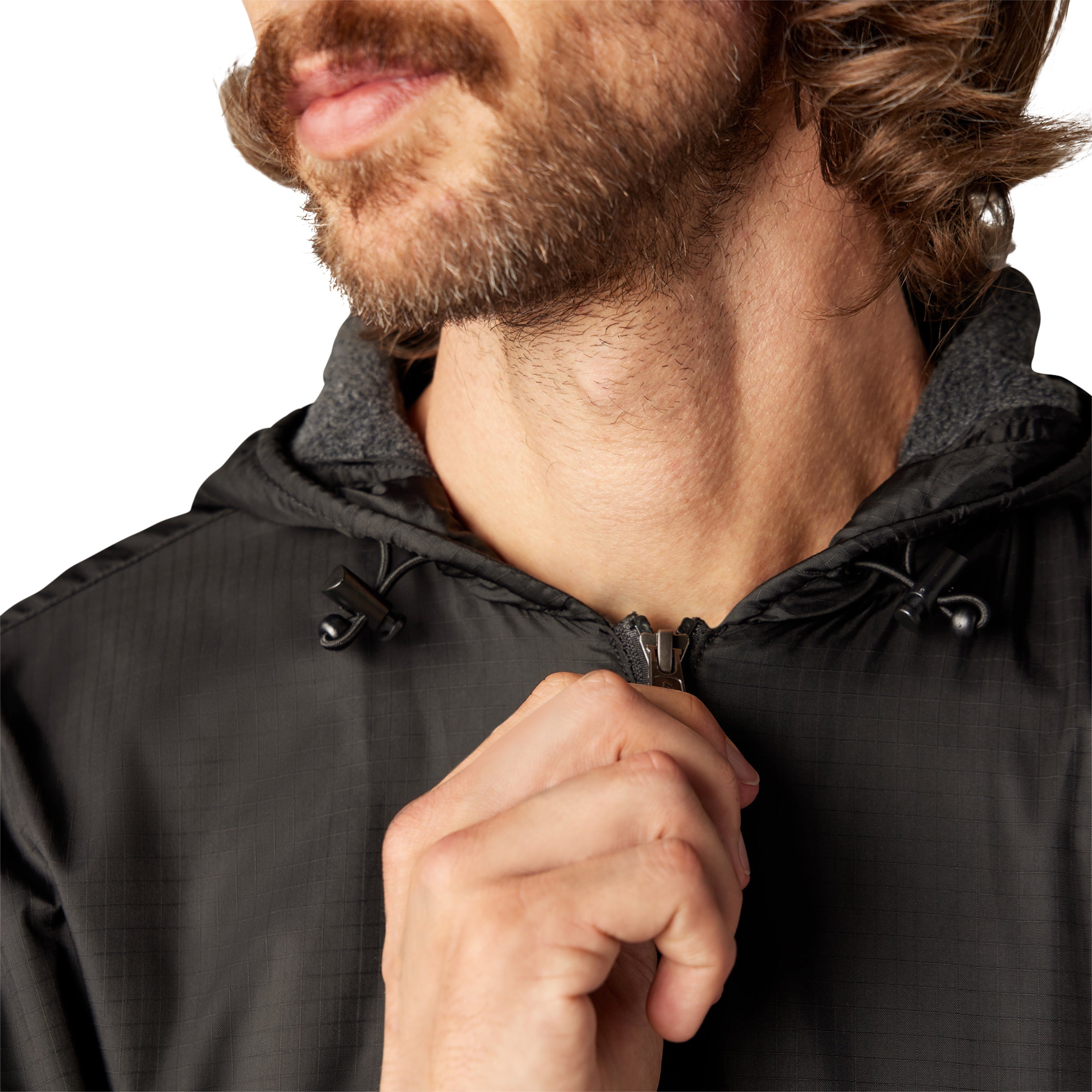 "Fleece Lined Nylon Hooded Jacket"