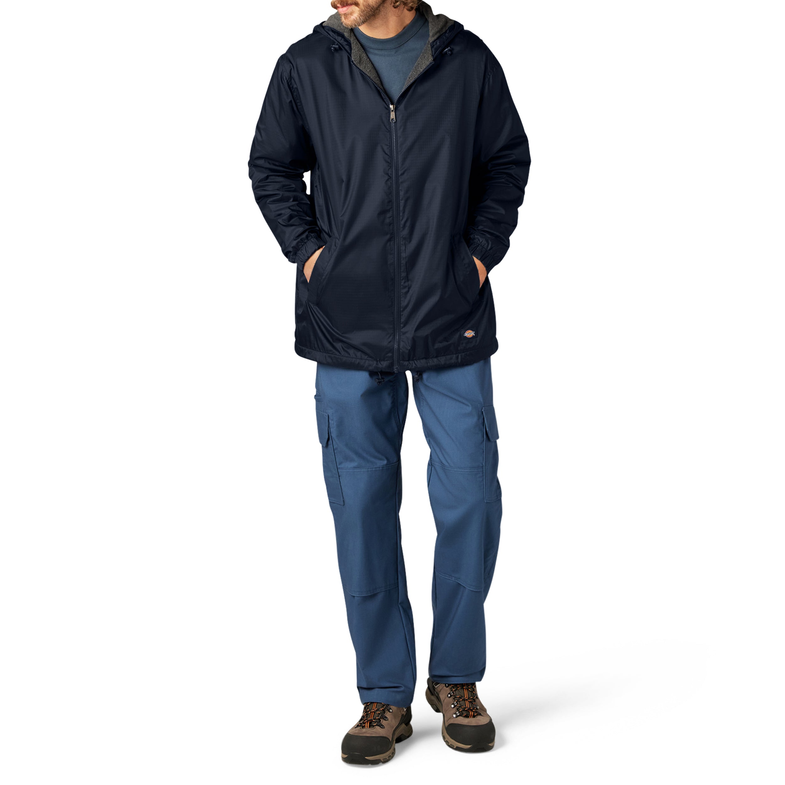 "Fleece Lined Nylon Hooded Jacket"