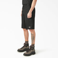 "Loose Fit Flat Front Work Shorts, 13"""