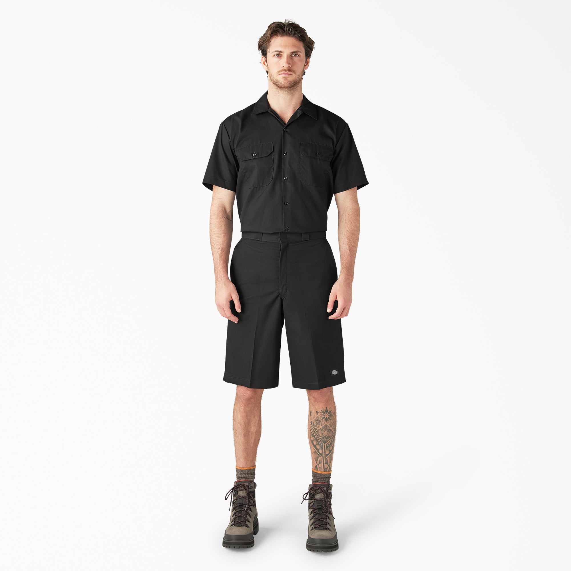 "Loose Fit Flat Front Work Shorts, 13"""