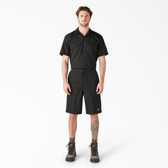 "Loose Fit Flat Front Work Shorts, 13"""