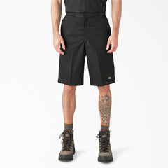 "Loose Fit Flat Front Work Shorts, 13"""