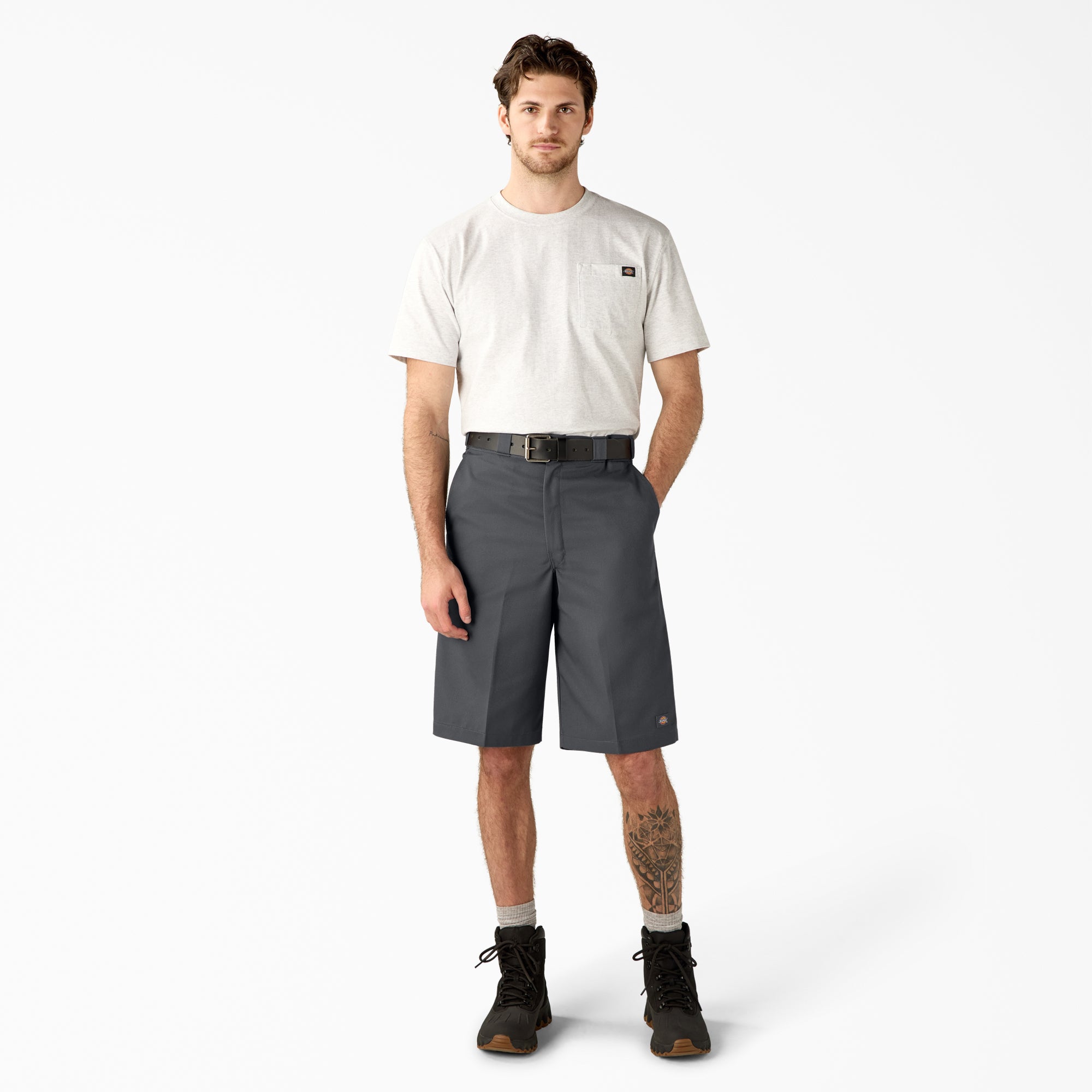 "Loose Fit Flat Front Work Shorts, 13"""