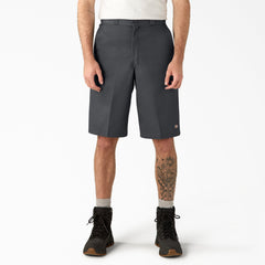 "Loose Fit Flat Front Work Shorts, 13"""