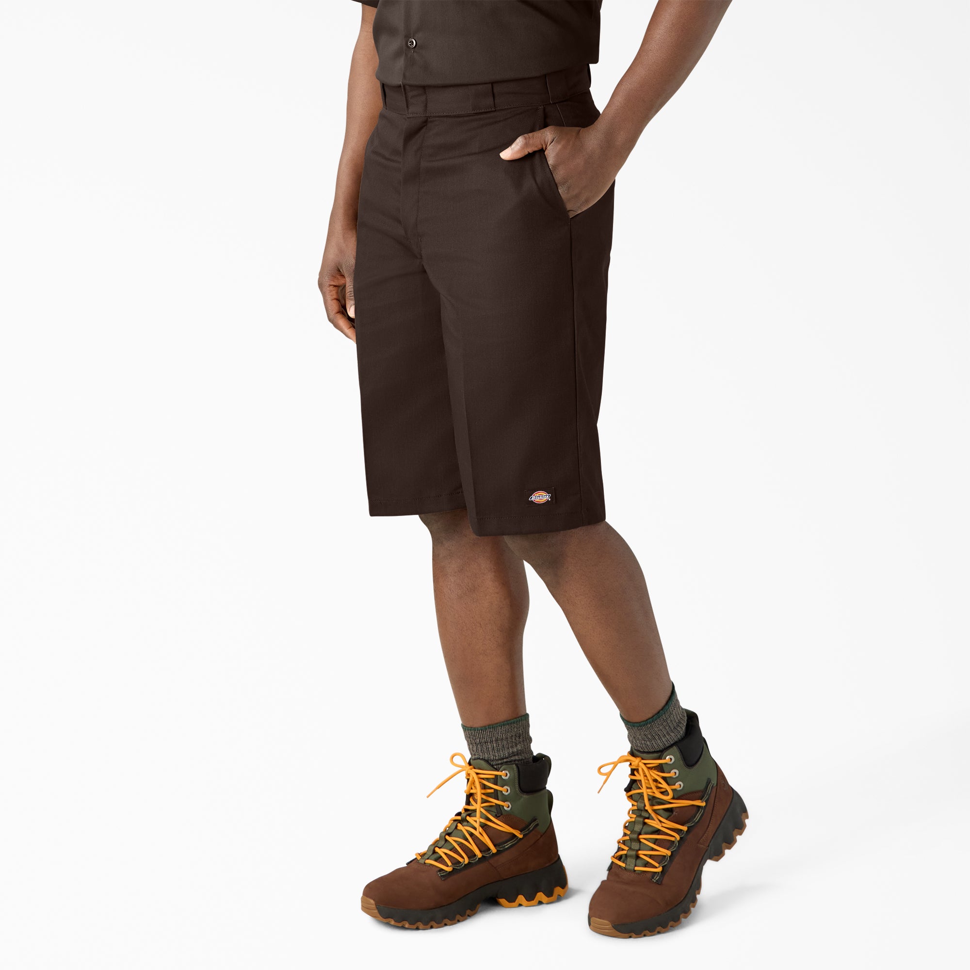 "Loose Fit Flat Front Work Shorts, 13"""