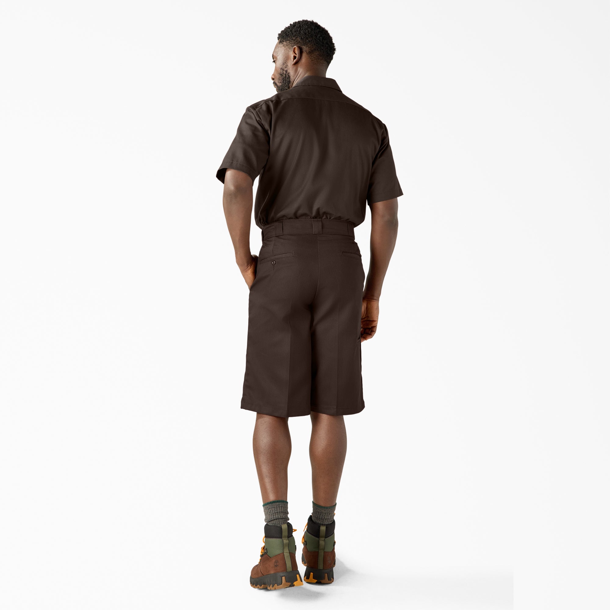 "Loose Fit Flat Front Work Shorts, 13"""