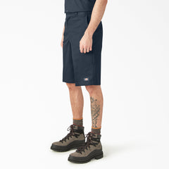 "Loose Fit Flat Front Work Shorts, 13"""