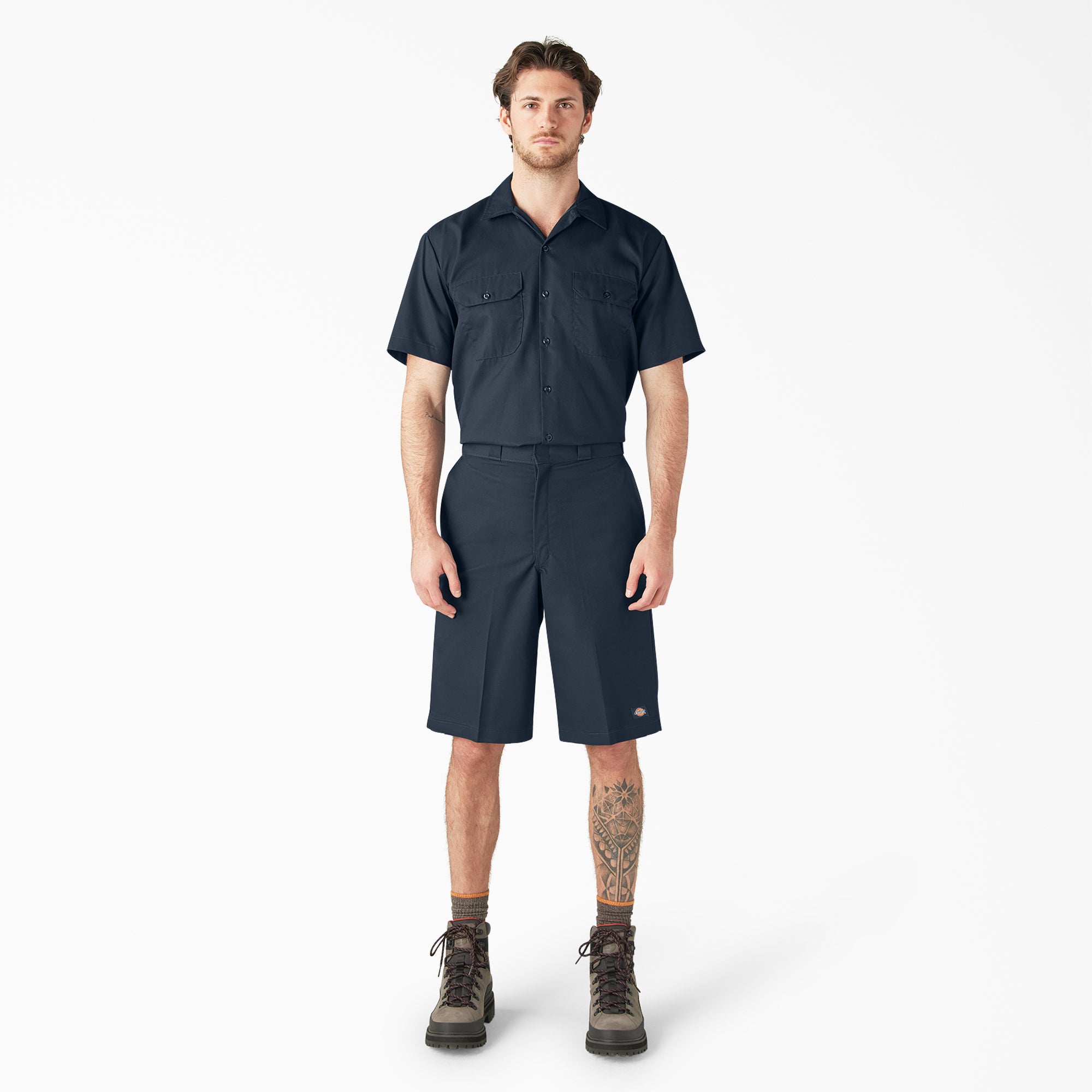 "Loose Fit Flat Front Work Shorts, 13"""