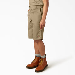 "Loose Fit Flat Front Work Shorts, 13"""