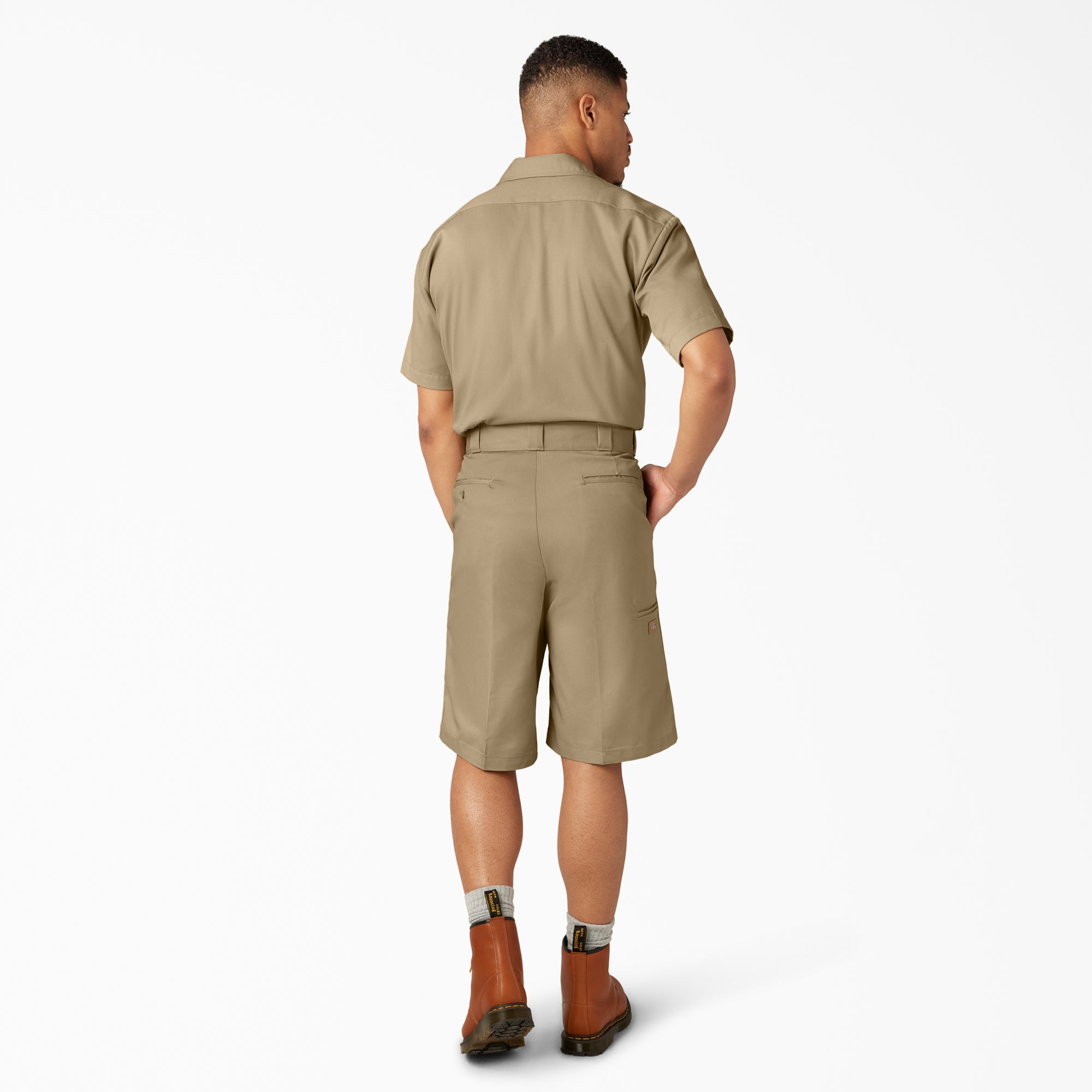 "Loose Fit Flat Front Work Shorts, 13"""