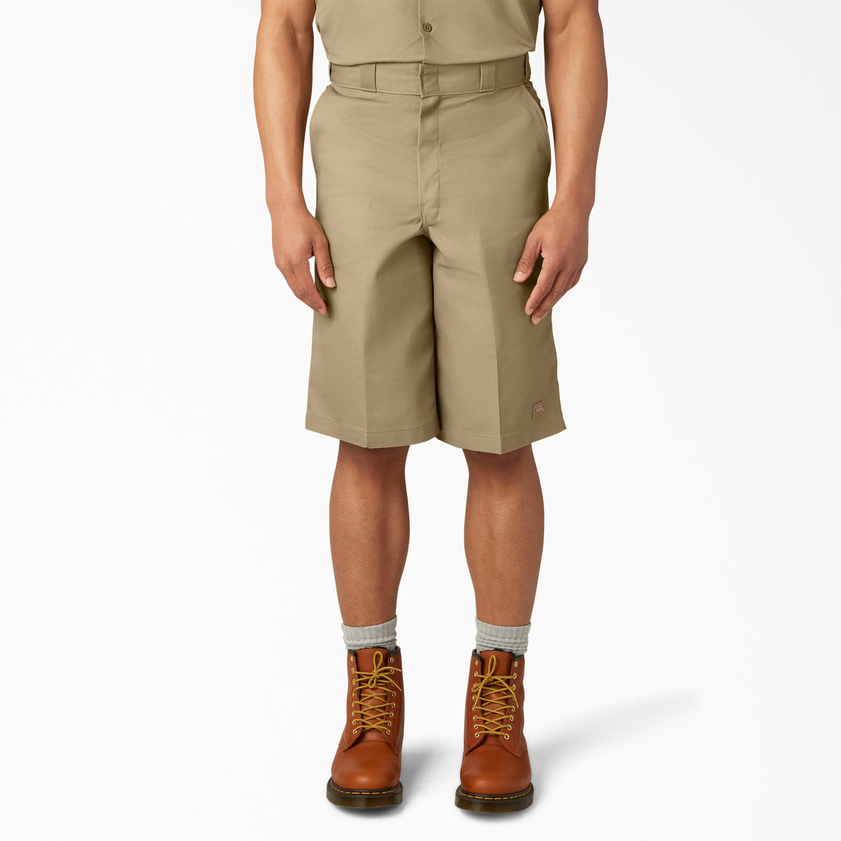 "Loose Fit Flat Front Work Shorts, 13"""