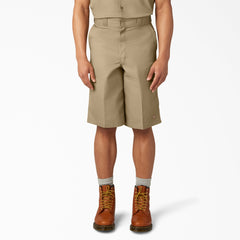 "Loose Fit Flat Front Work Shorts, 13"""