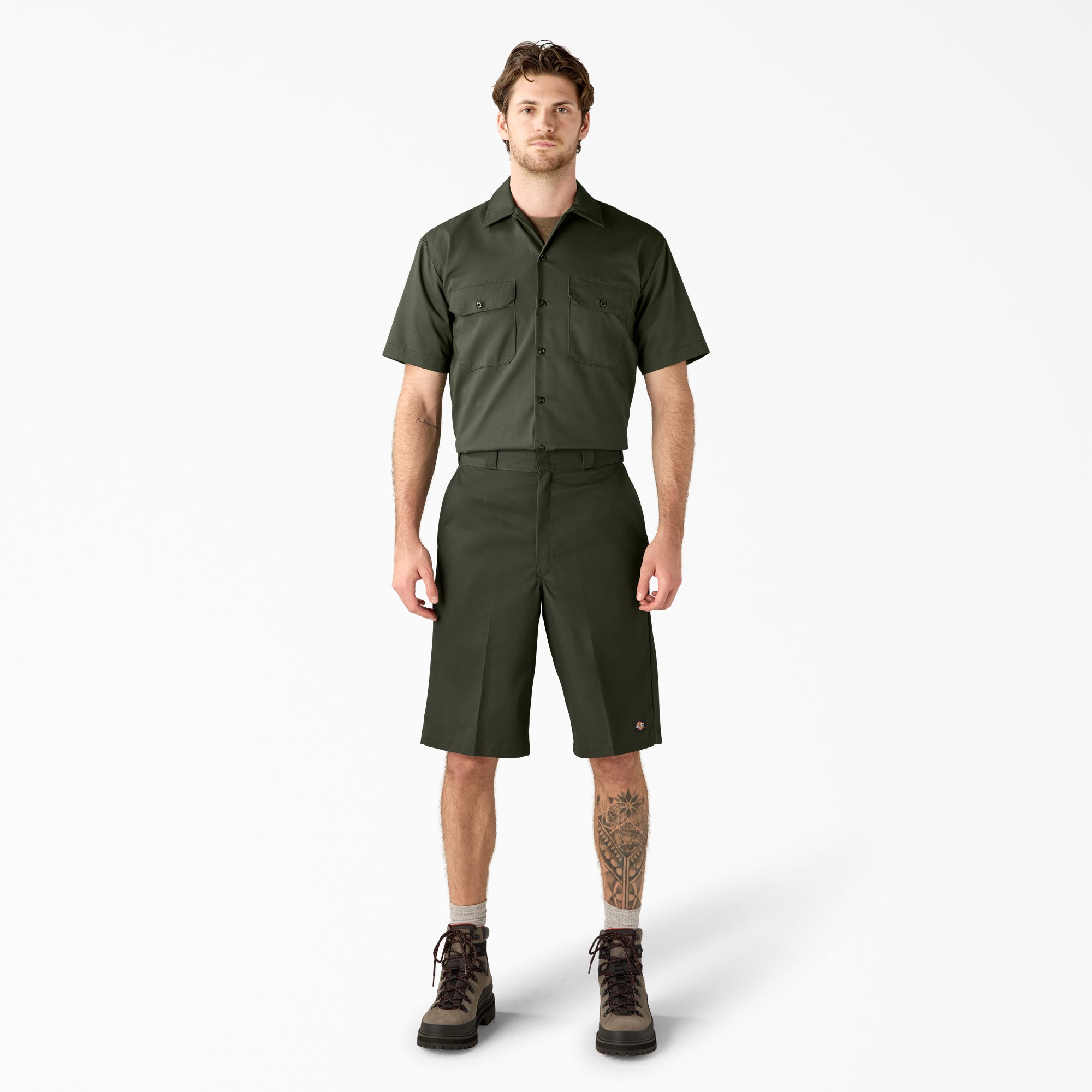 "Loose Fit Flat Front Work Shorts, 13"""
