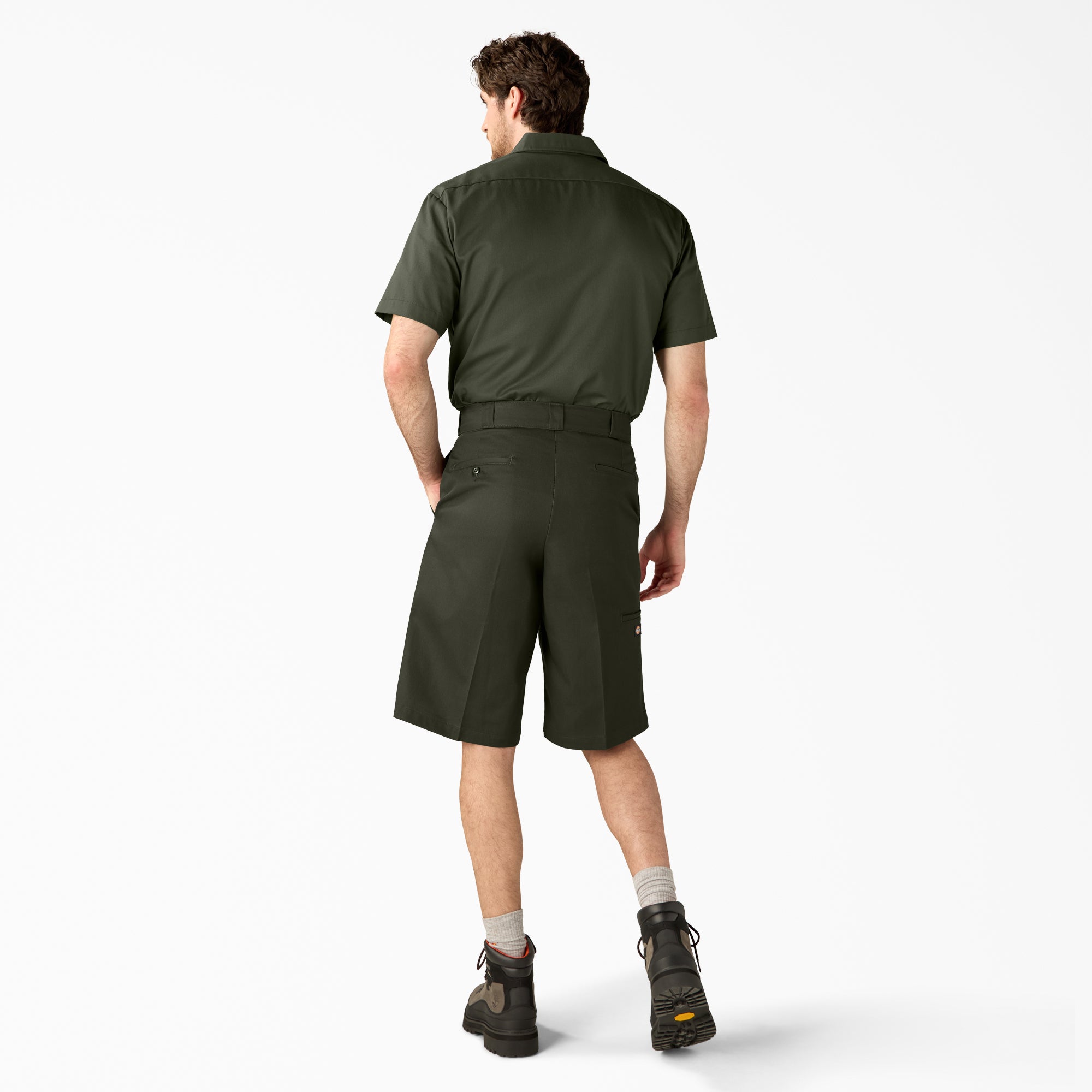 "Loose Fit Flat Front Work Shorts, 13"""