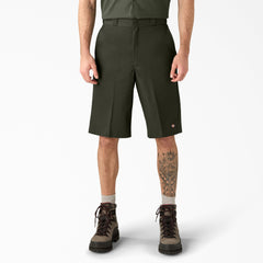 "Loose Fit Flat Front Work Shorts, 13"""