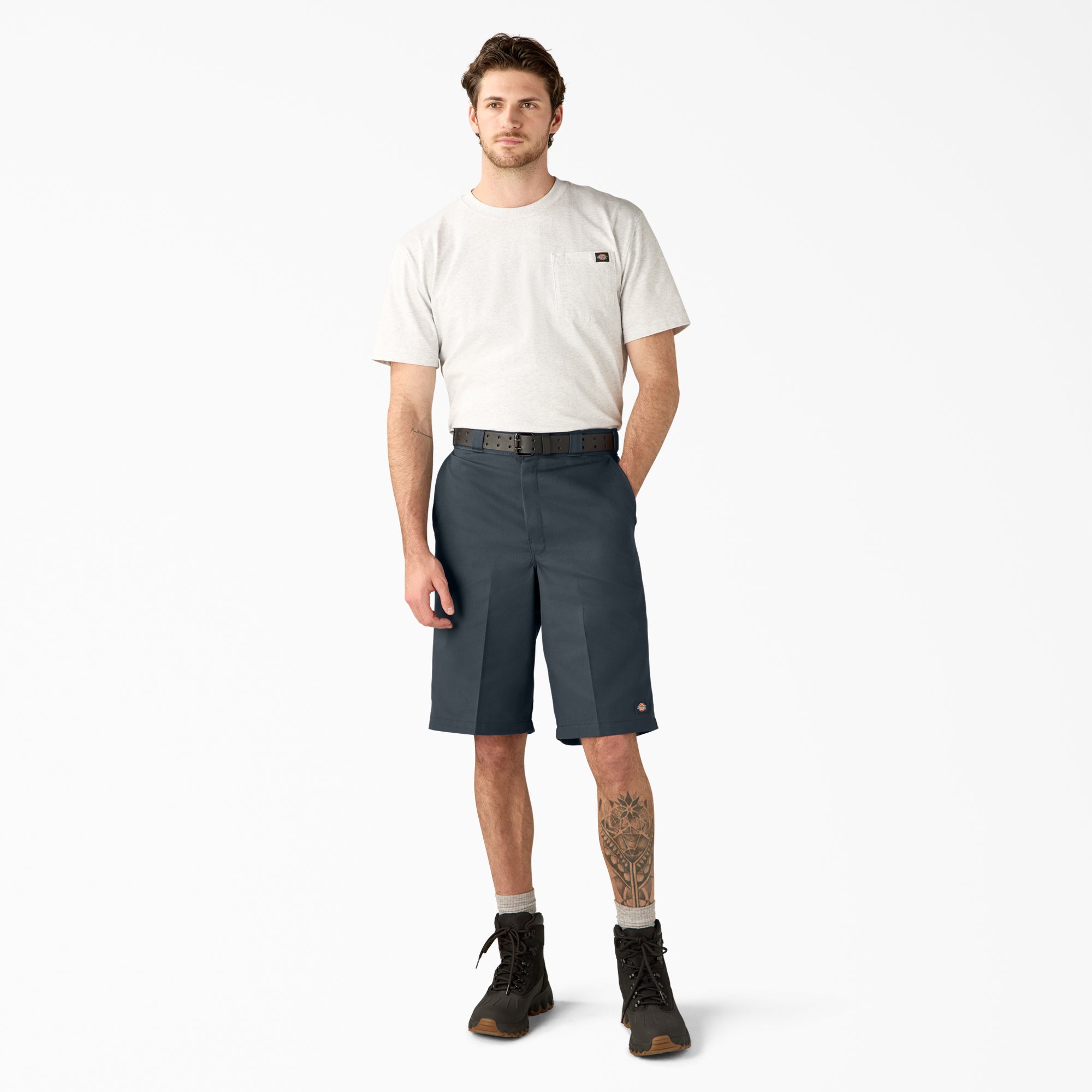 "Loose Fit Flat Front Work Shorts, 13"""