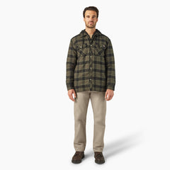 "Water Repellent Flannel Hooded Shirt Jacket"