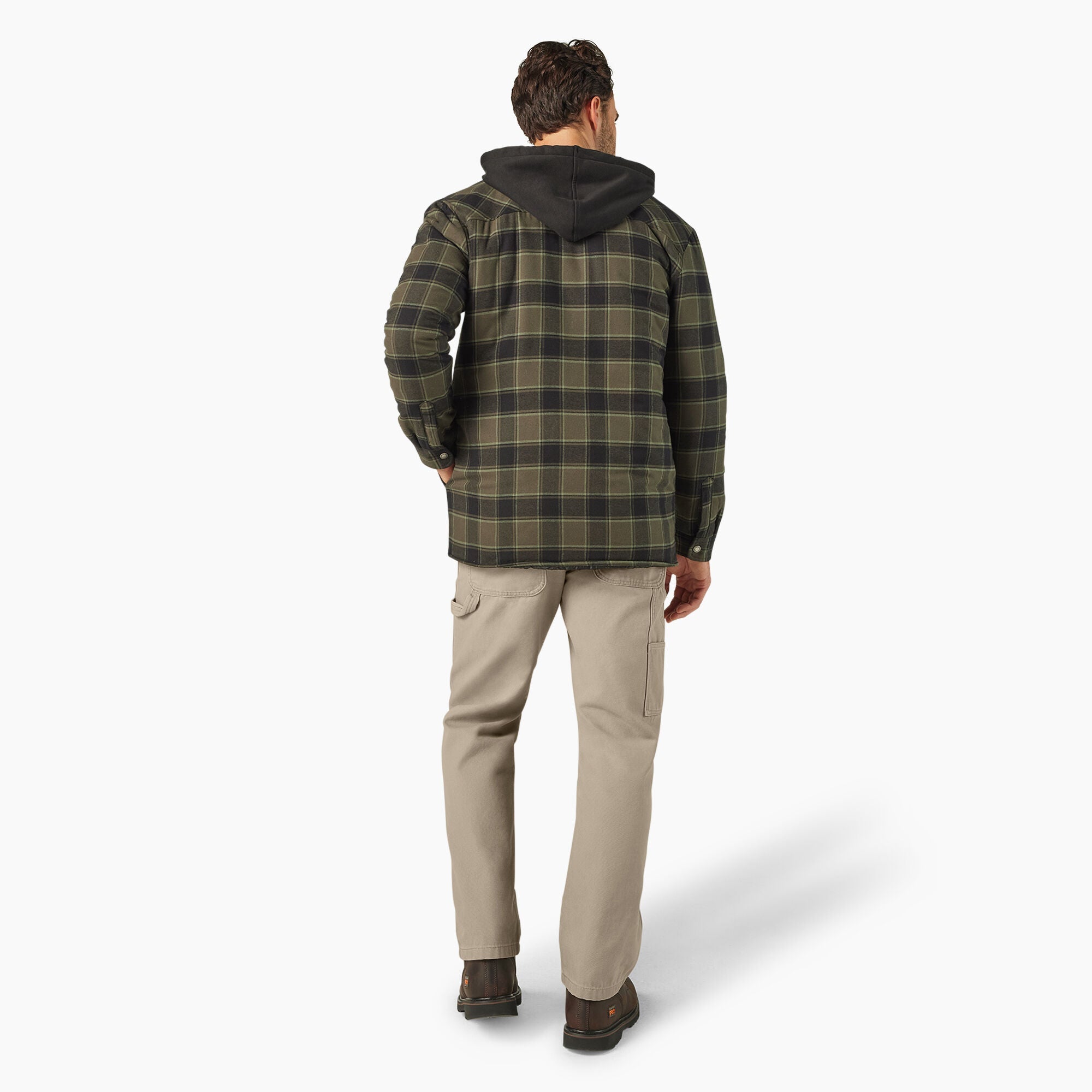 "Water Repellent Flannel Hooded Shirt Jacket"