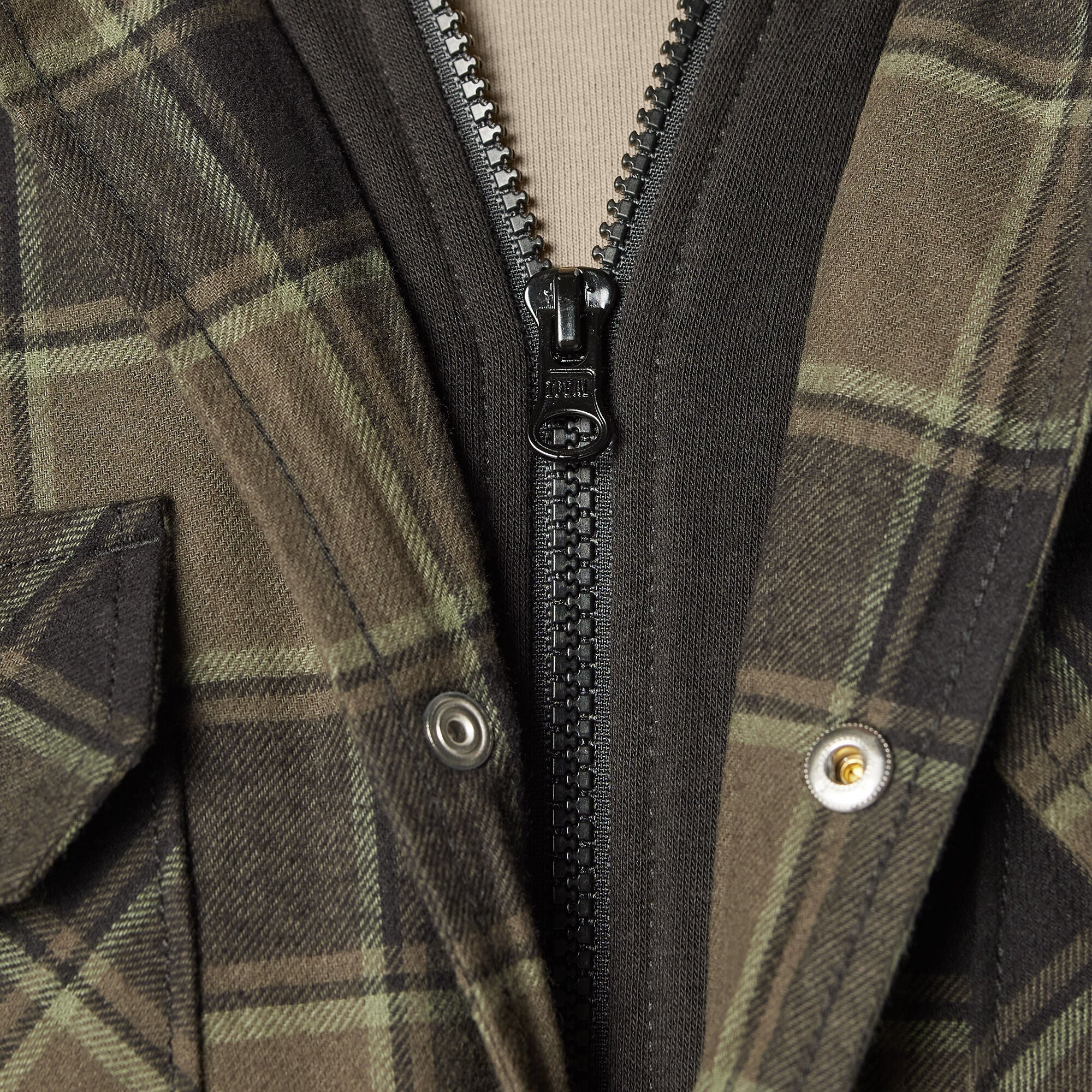 "Water Repellent Flannel Hooded Shirt Jacket"