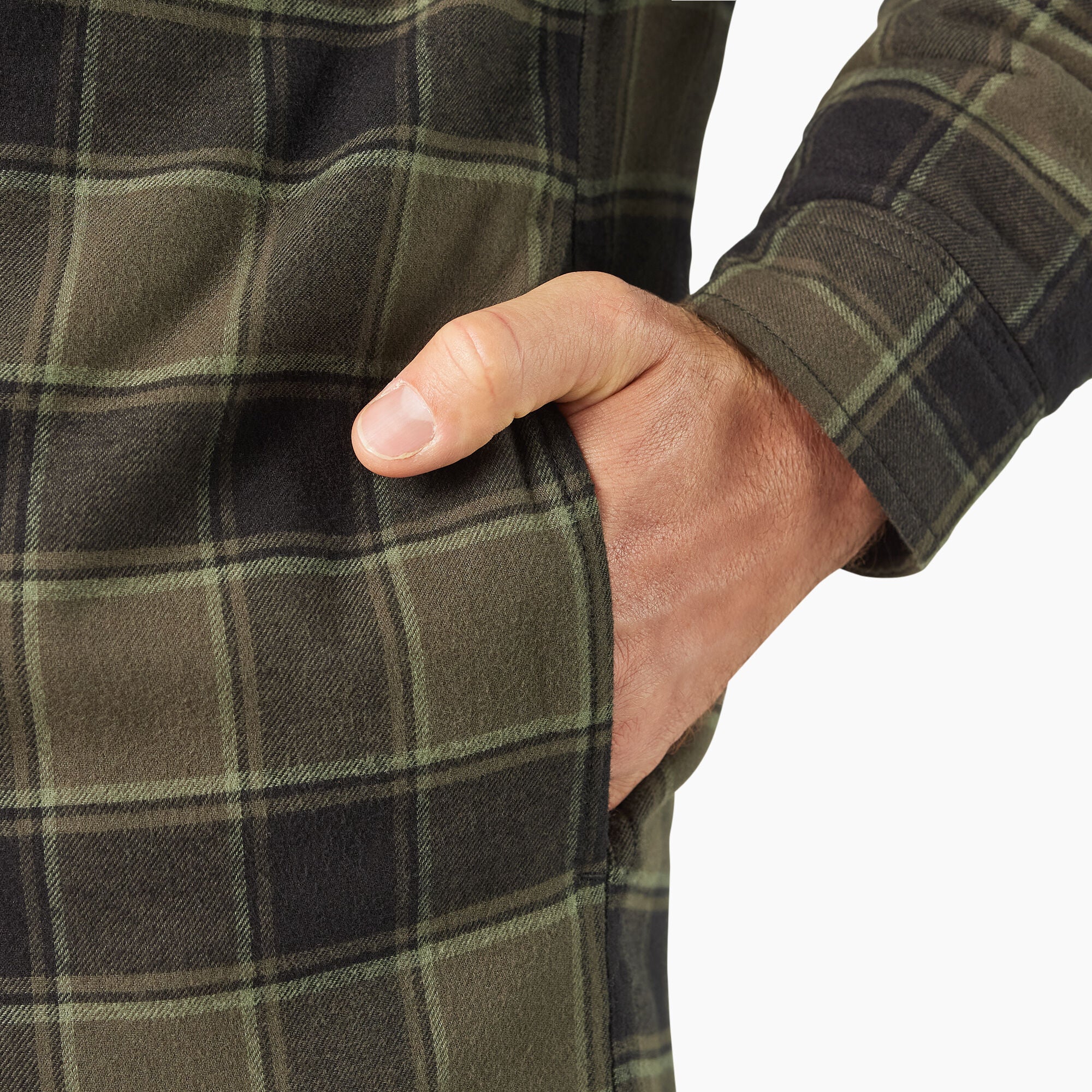 "Water Repellent Flannel Hooded Shirt Jacket"