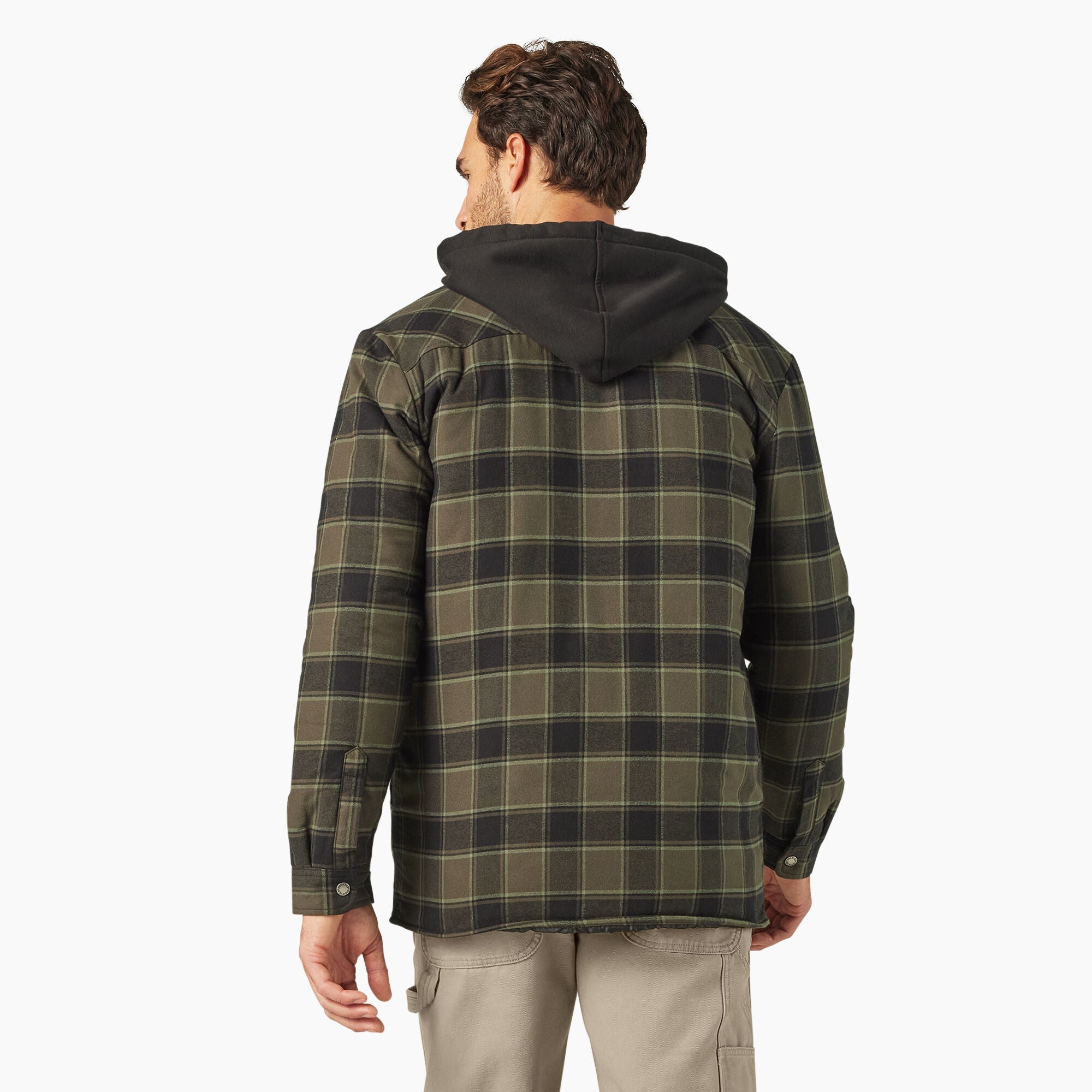 "Water Repellent Flannel Hooded Shirt Jacket"