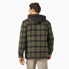 "Water Repellent Flannel Hooded Shirt Jacket"