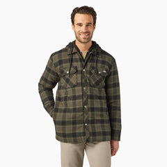 "Water Repellent Flannel Hooded Shirt Jacket"
