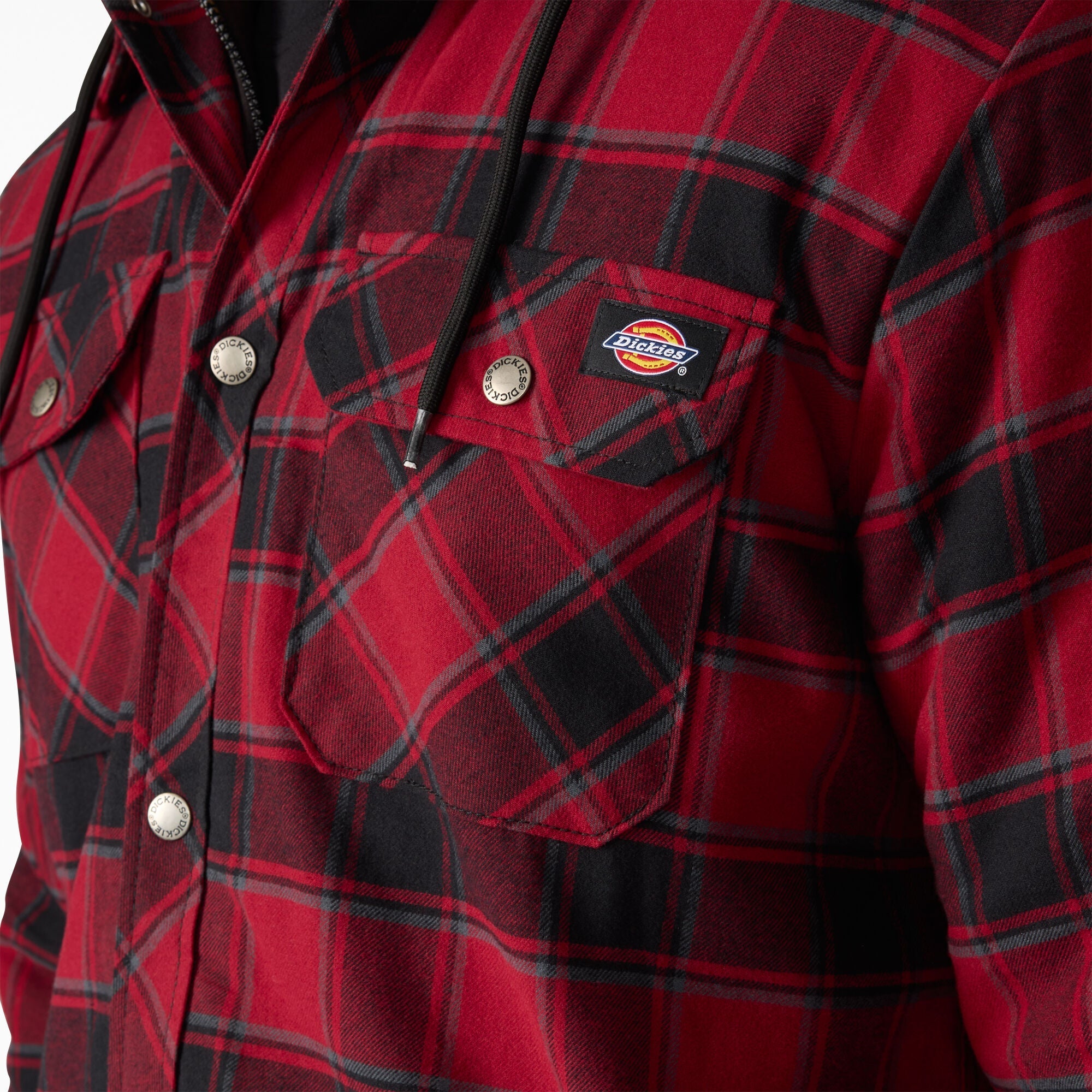 "Water Repellent Flannel Hooded Shirt Jacket"