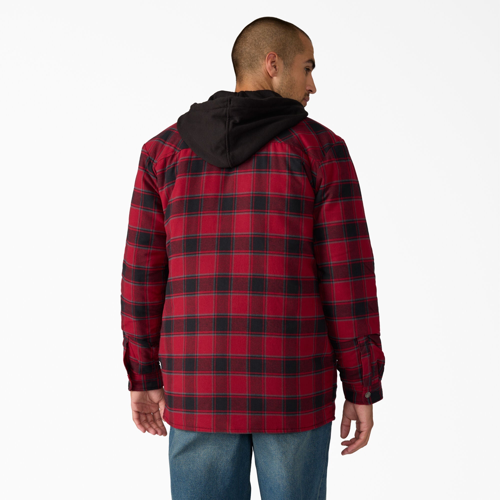 "Water Repellent Flannel Hooded Shirt Jacket"