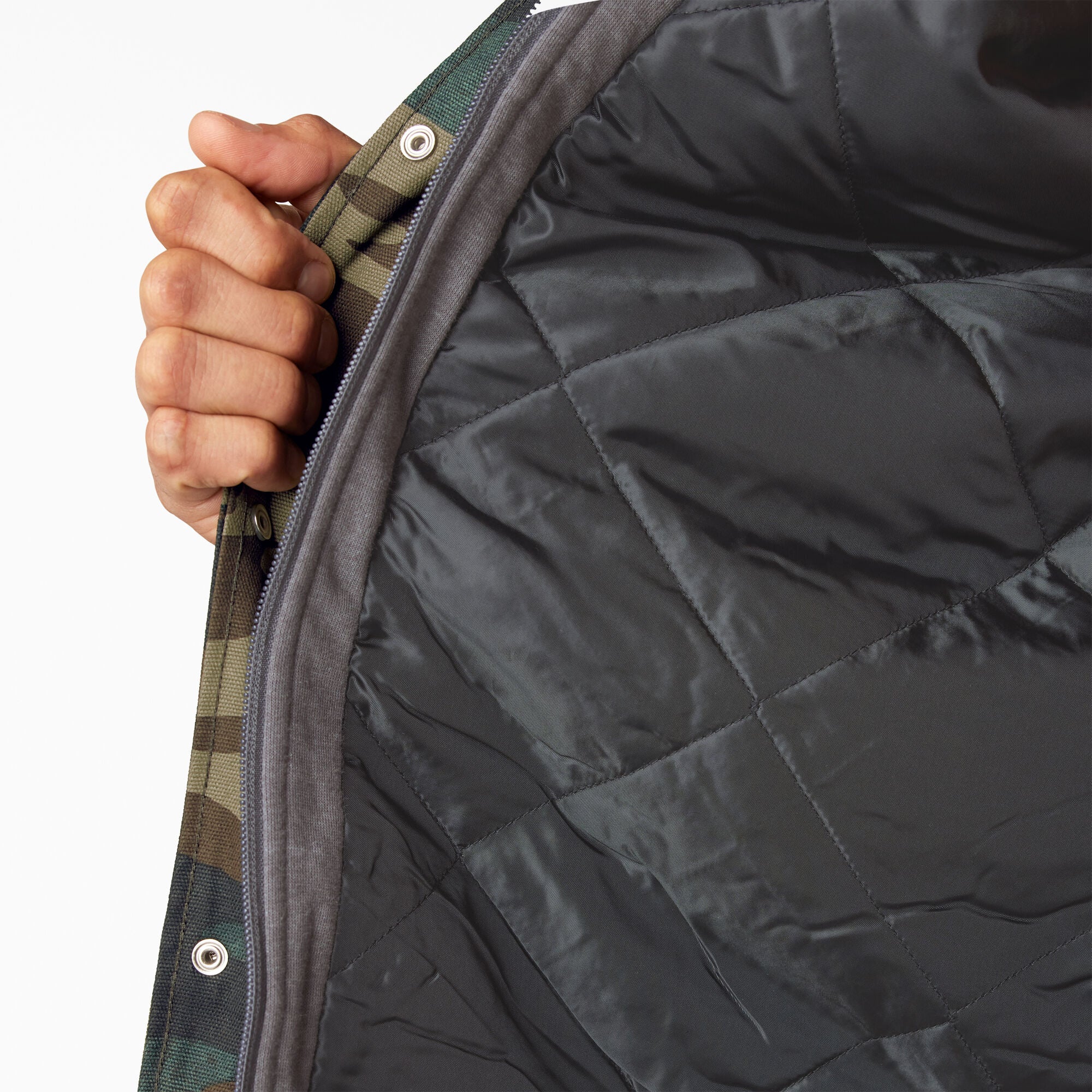 "Water Repellent Duck Hooded Shirt Jacket"