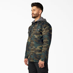 "Water Repellent Duck Hooded Shirt Jacket"
