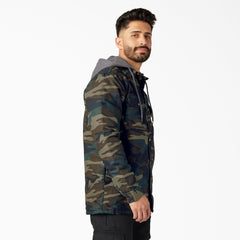 "Water Repellent Duck Hooded Shirt Jacket"