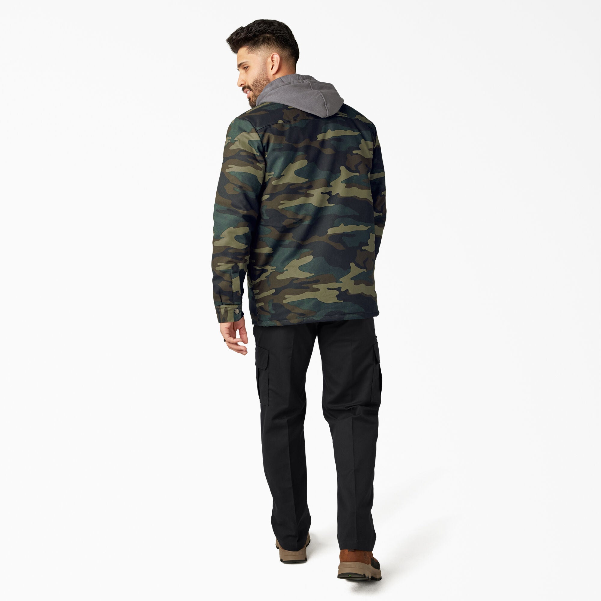 "Water Repellent Duck Hooded Shirt Jacket"
