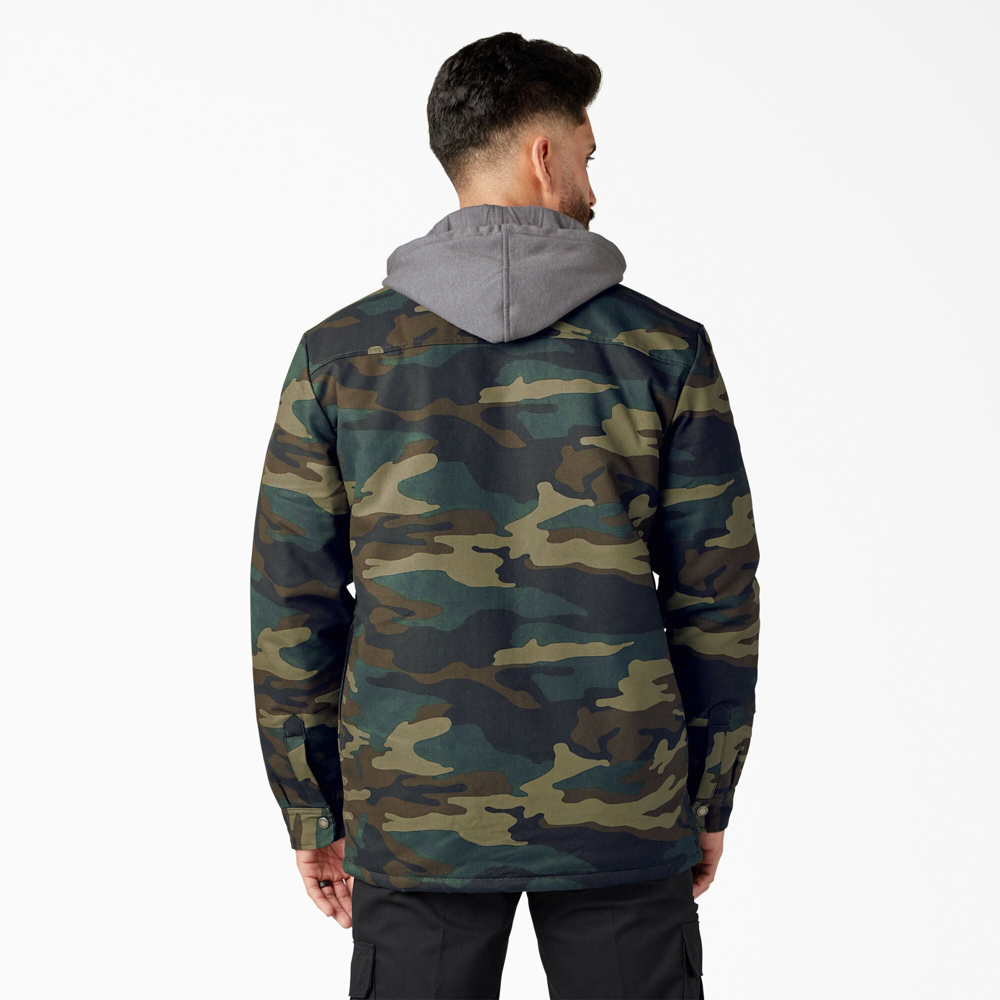 "Water Repellent Duck Hooded Shirt Jacket"