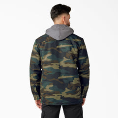 "Water Repellent Duck Hooded Shirt Jacket"