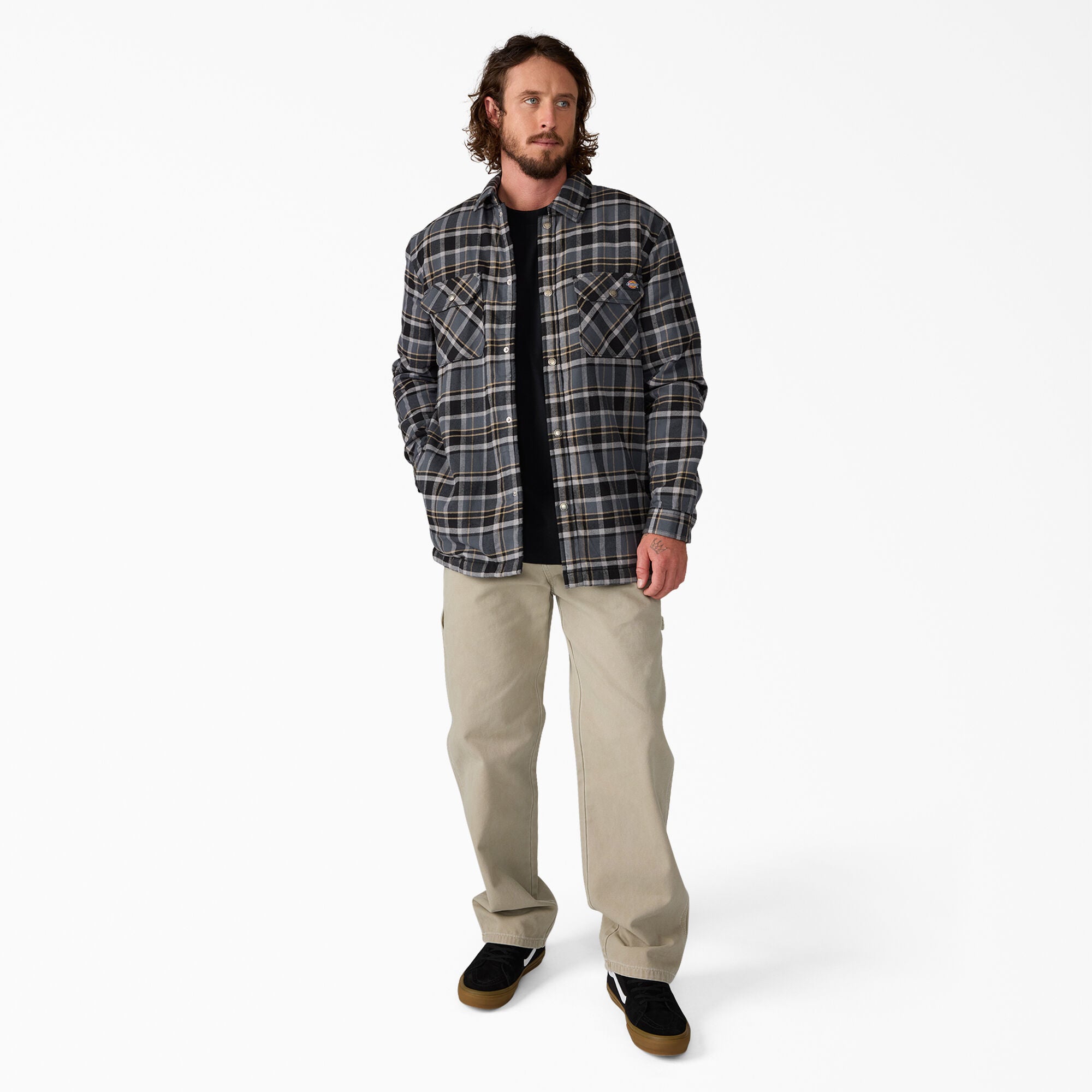 "Water Repellent Fleece-Lined Flannel Shirt Jacket"