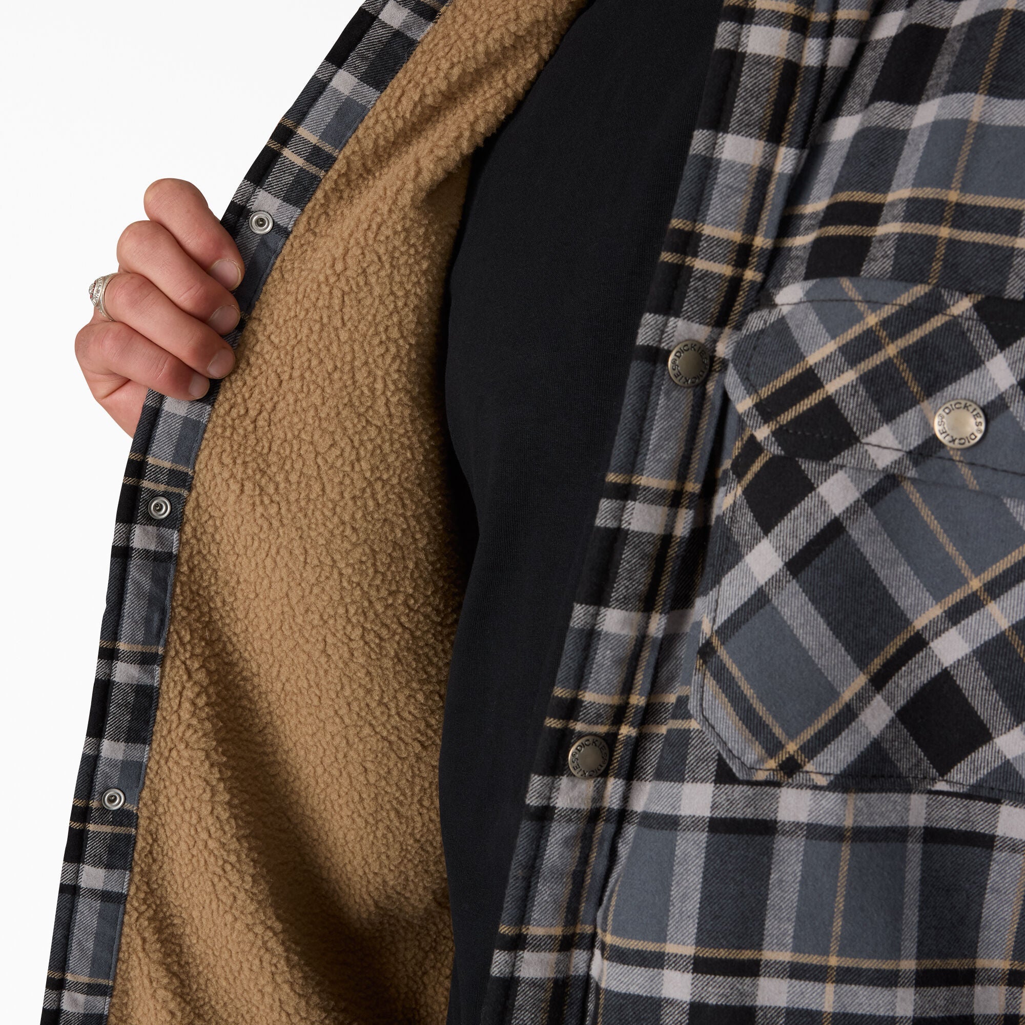 "Water Repellent Fleece-Lined Flannel Shirt Jacket"