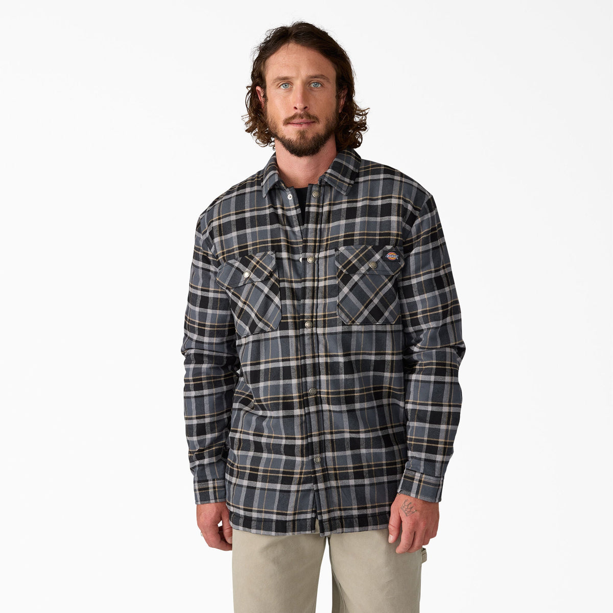 "Water Repellent Fleece-Lined Flannel Shirt Jacket"