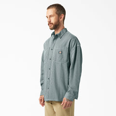 "Hickory Stripe Button-Up Shirt"